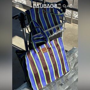 NWT Eaubags Marche Striped Tote Bag - Blue and Brown